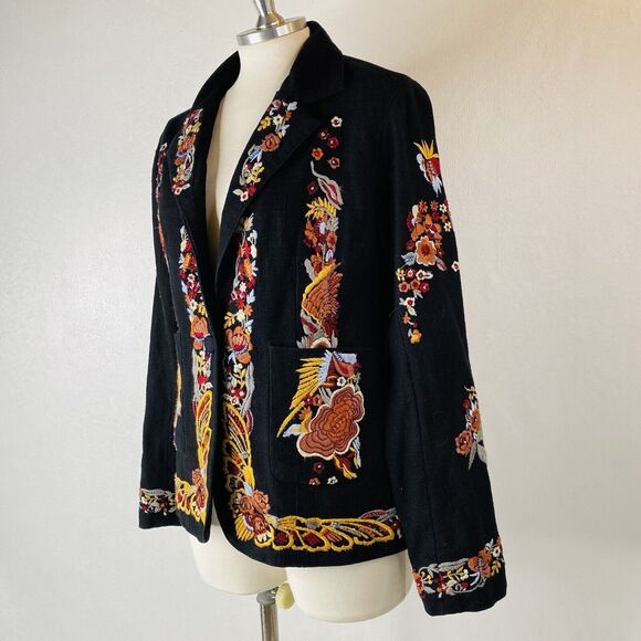 Maeve Size 6 Ellen Black Embroidered Blazer - Picture 5 of 11